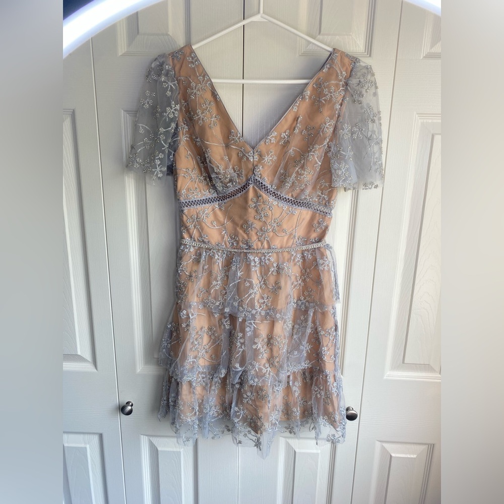New Self-Portrait Embroidered Blossom Tiered Mini Dress - Picture 4 of 12